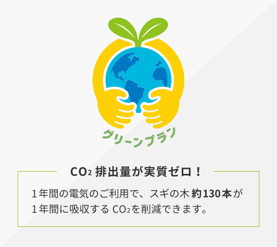 1年間の電気のご利用で、スギの木約130本が1年間に吸収するCO2を削減できます。